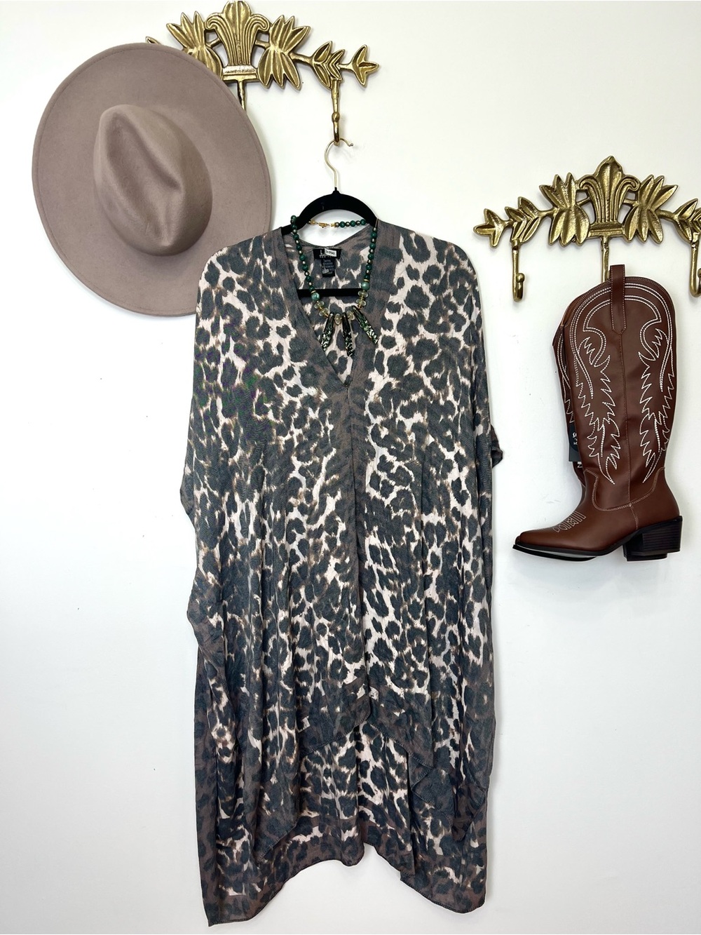 Leopard Print Oversized Knit Cardigan kimono tunic XL/1X